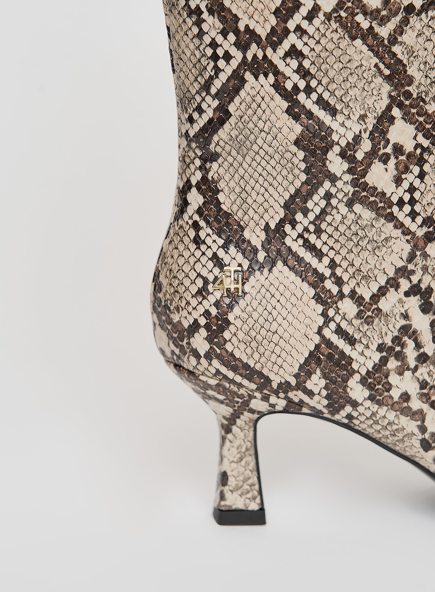 Snakeskin Print Low Heel Boot
